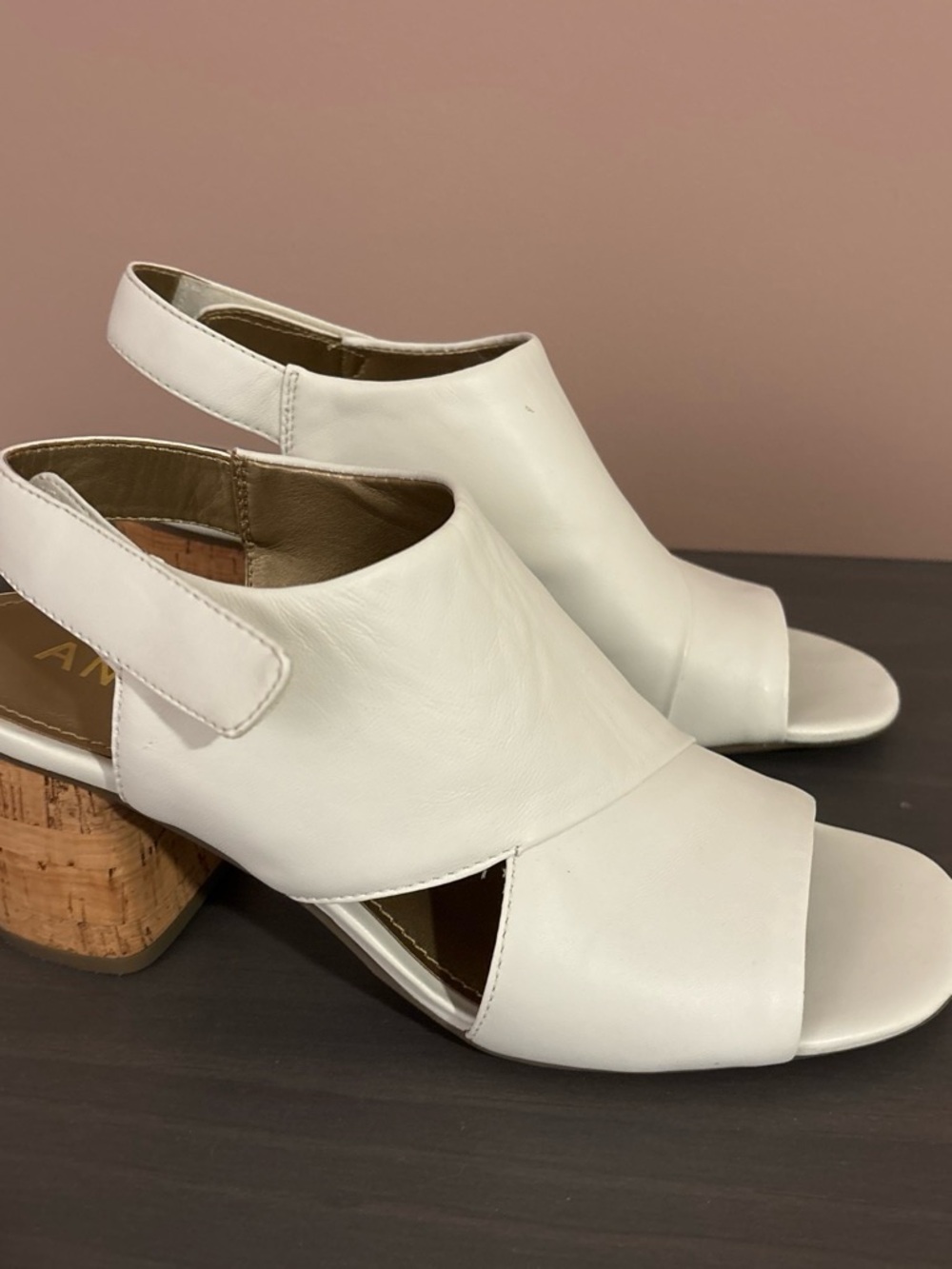 Anne Klein White Open-Toe Slingback Block Heel Espadrilles